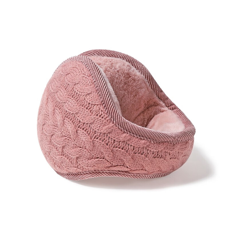 耳套冬季后戴耳罩男女通用保暖护耳朵神器耳捂子 针织耳套皮粉共2个