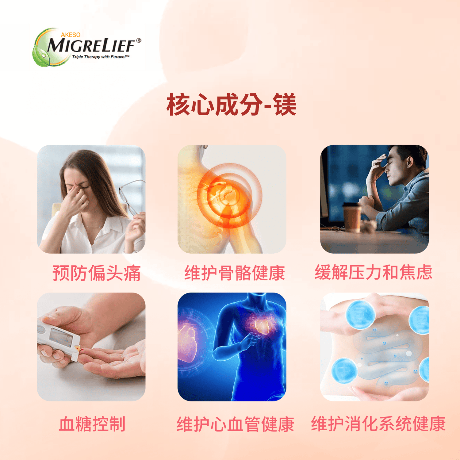 MigreLief迈立疏美国进口镁营养补剂小白菊维生素B2速效缓解偏头痛体验装