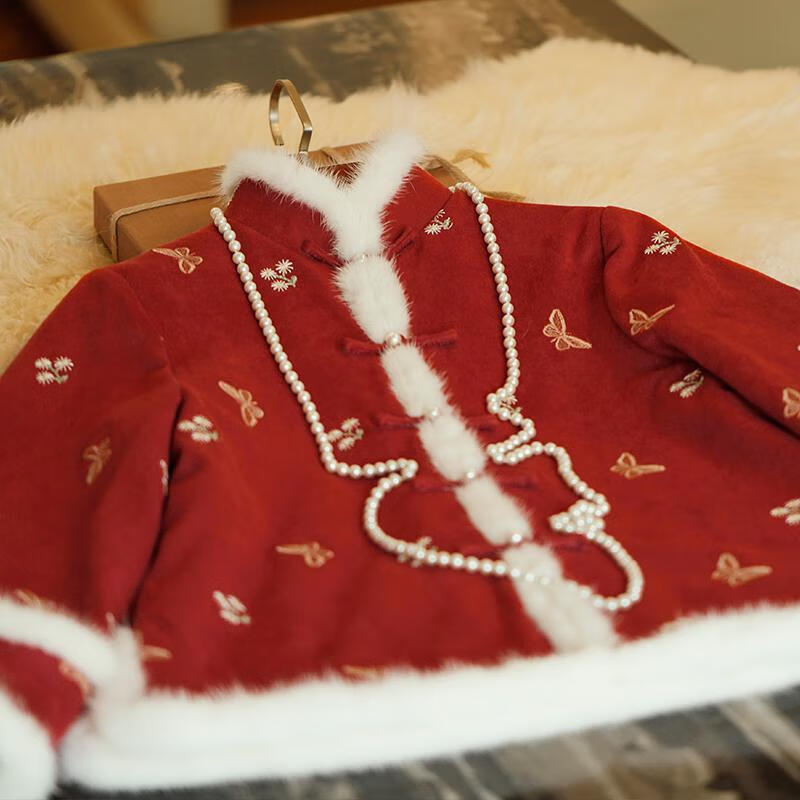语禾恬过年旗袍小棉袄袄女冬装中式新年唐装女上衣红色拜年服大人中