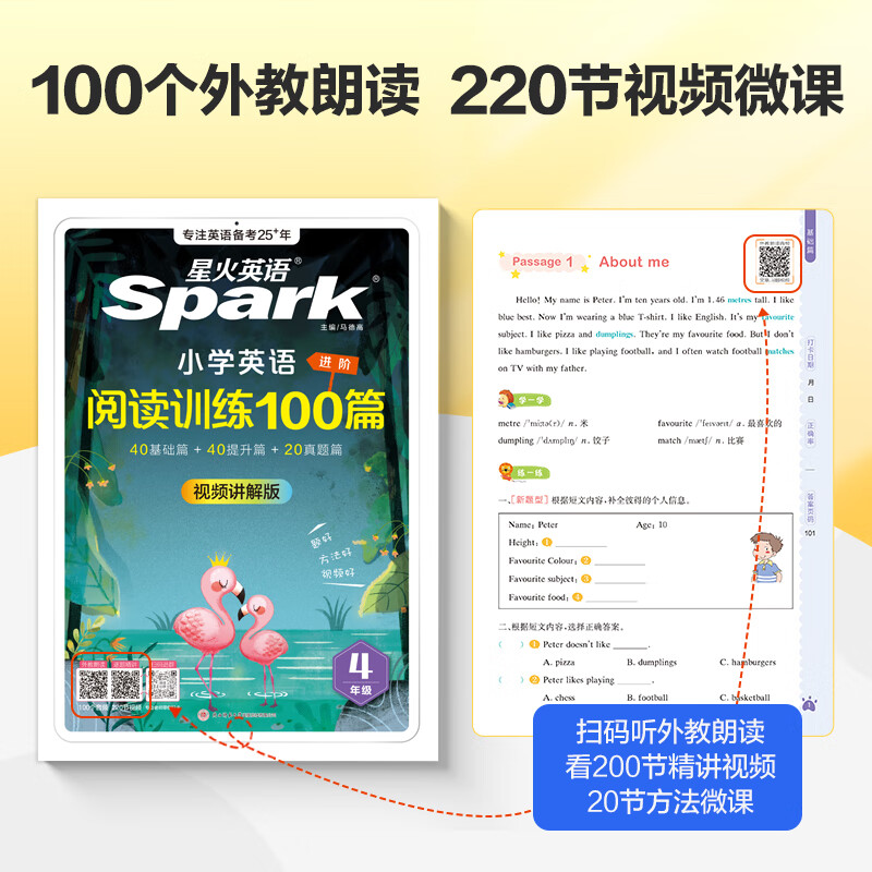 2025新星火英语小学英语阅读理解100篇专项训练书升小初学生四五六年级英语阅读强化训练100篇人教版课外阅读题上下册 【四年级 | 英语】阅读100篇