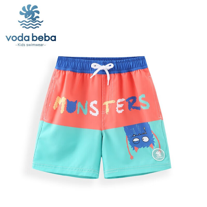 泳裤男童小童薄款速干中大童儿童沙滩裤章鱼短裤游泳裤子 顽皮怪兽 90