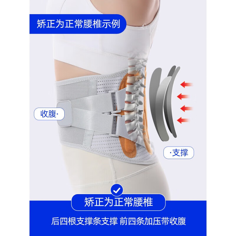 罗达菲热压D05护腰带护腰腰间盘劳损腰椎突出腰疼托加宽透气支撑 灰色 S