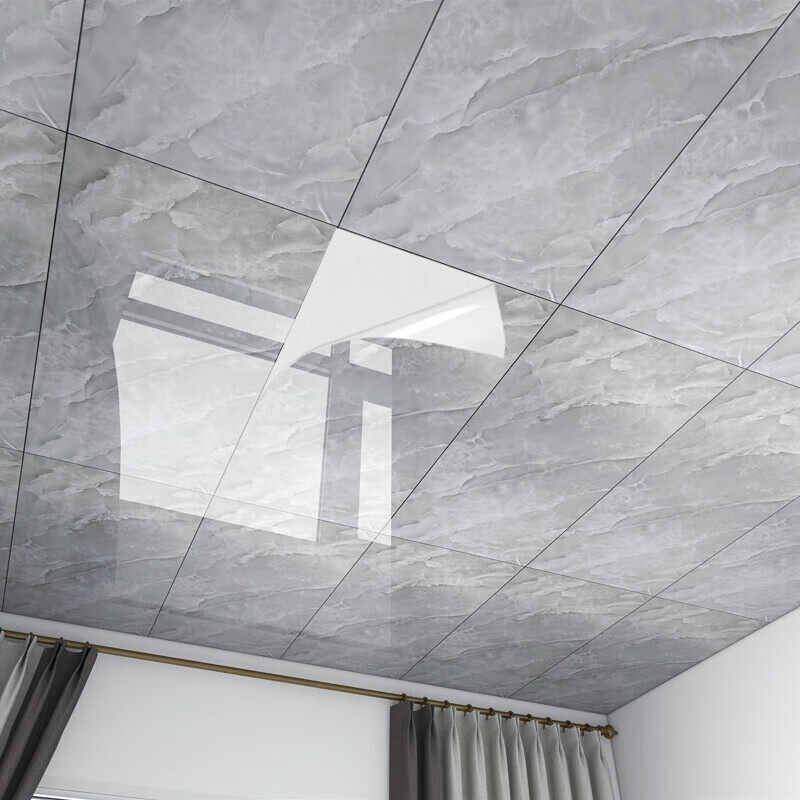 苍塑天花板贴纸自粘铝塑板厨房吊顶屋顶加厚改造大理石顶棚卫生间装饰