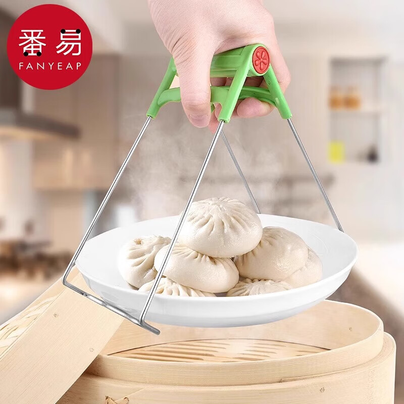 番易【精选直发】隔热手套烘焙工具家用煲汤防烫加厚食品厨房微波炉烤 硅胶手夹绿色1个