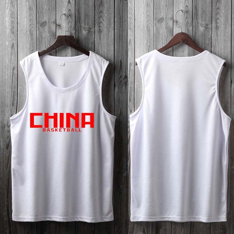 中国男篮国家队篮球服china无袖t恤背心男女运动文化衫 800 白色 标志