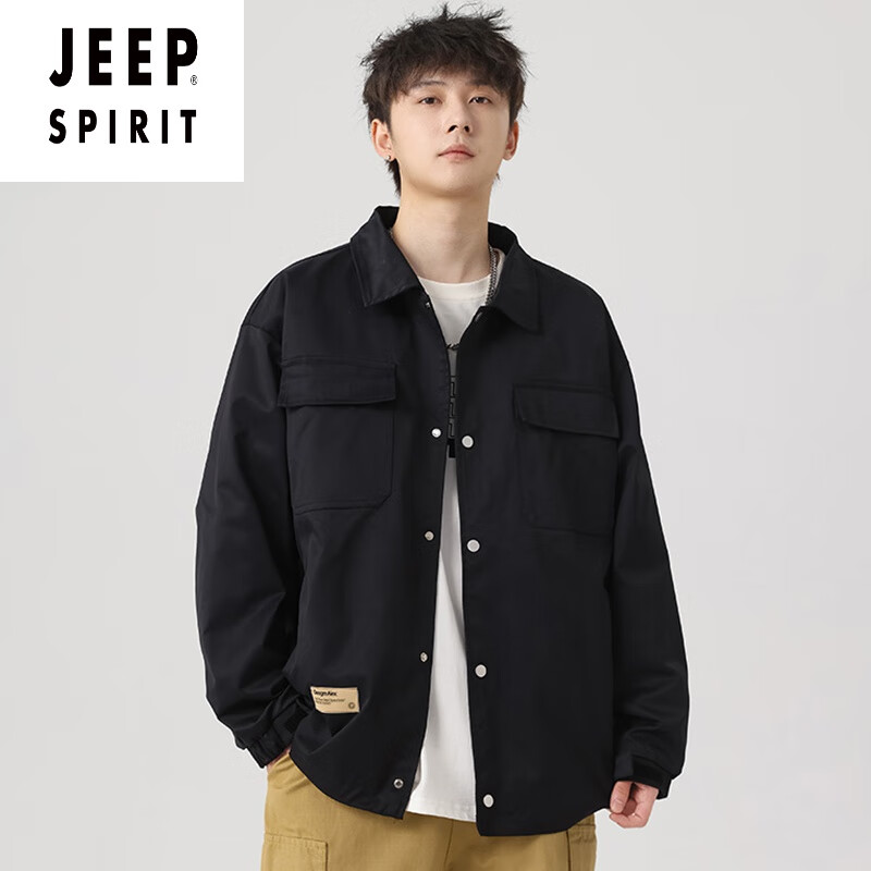 jeep spirit吉普港风翻领衬衫夹克外套男2024夏季新款潮流易搭情侣