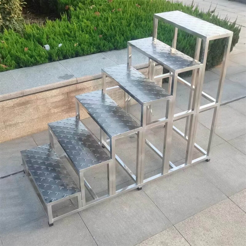 妙普乐钢板室外楼梯 不锈钢踏步楼梯台阶步梯凳户外钢板登高楼梯二三