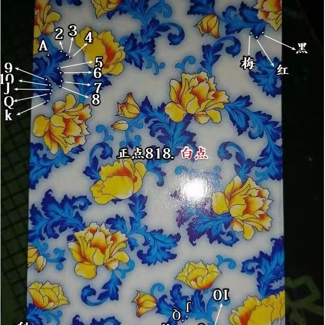 正點(diǎn)白點(diǎn)魔術(shù)818原牌加工純手工加厚耐用正宗密碼牌金花新款魔術(shù)紙牌 十副(一整條)