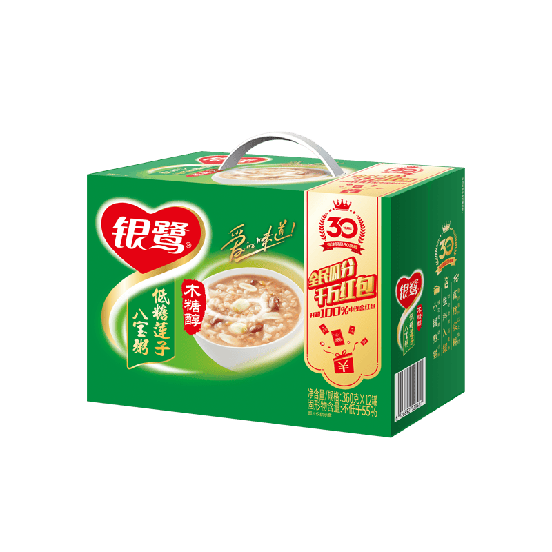 银鹭八宝粥整箱装方便早餐速食粥营养莲子粥 低糖莲子八宝粥360g*12