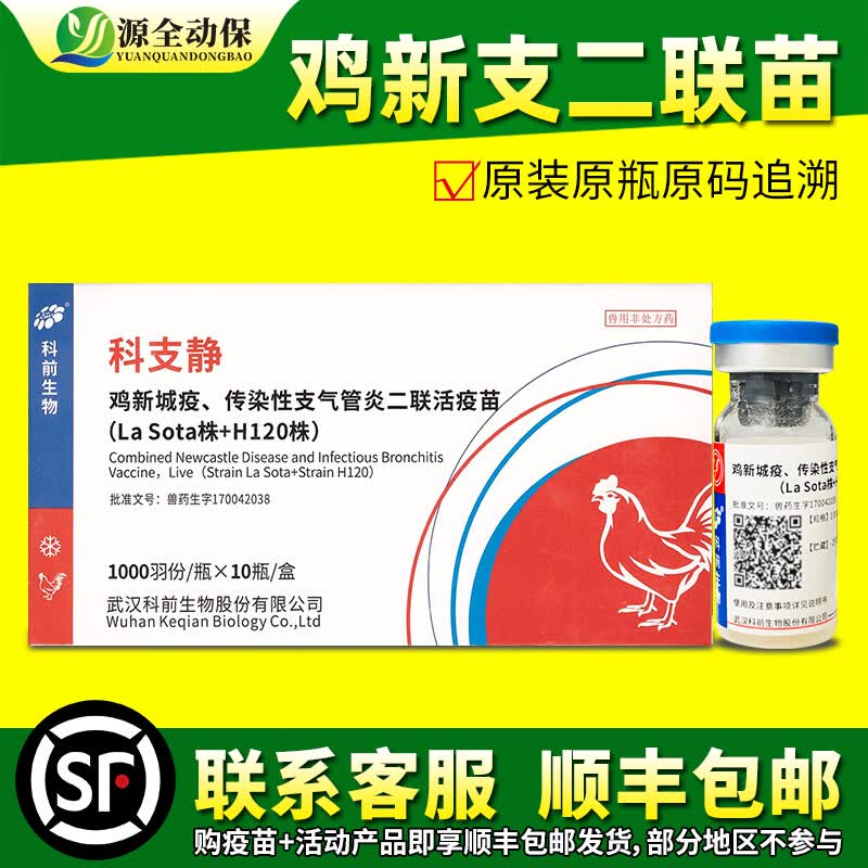 源全动保鸡疫苗 点眼滴鼻 鸽子疫苗 新支二联 新城疫传染性支气管二联苗 科支静H120新支二联1瓶怎么看?