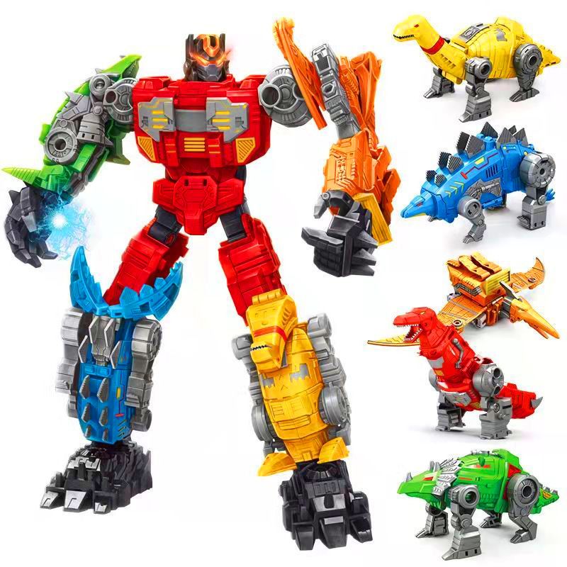 跃越(yueyue)星际恐龙战队变形玩具金刚合体大号霸王龙儿童机器人模型