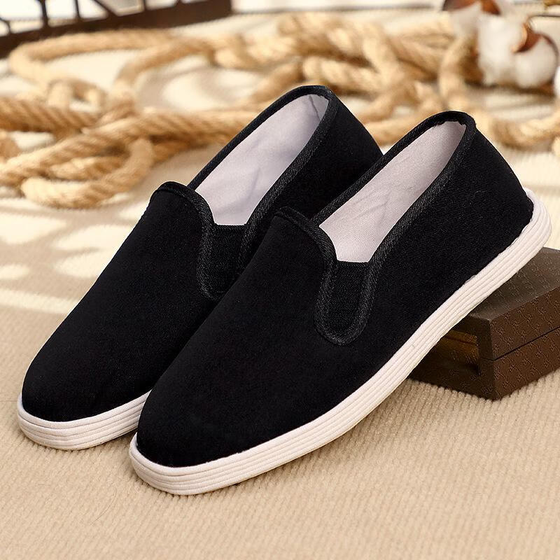 老北京布鞋男千层底软底布鞋纯手工上线纳底鞋透气舒适布鞋 千层底-—平布 37千层底