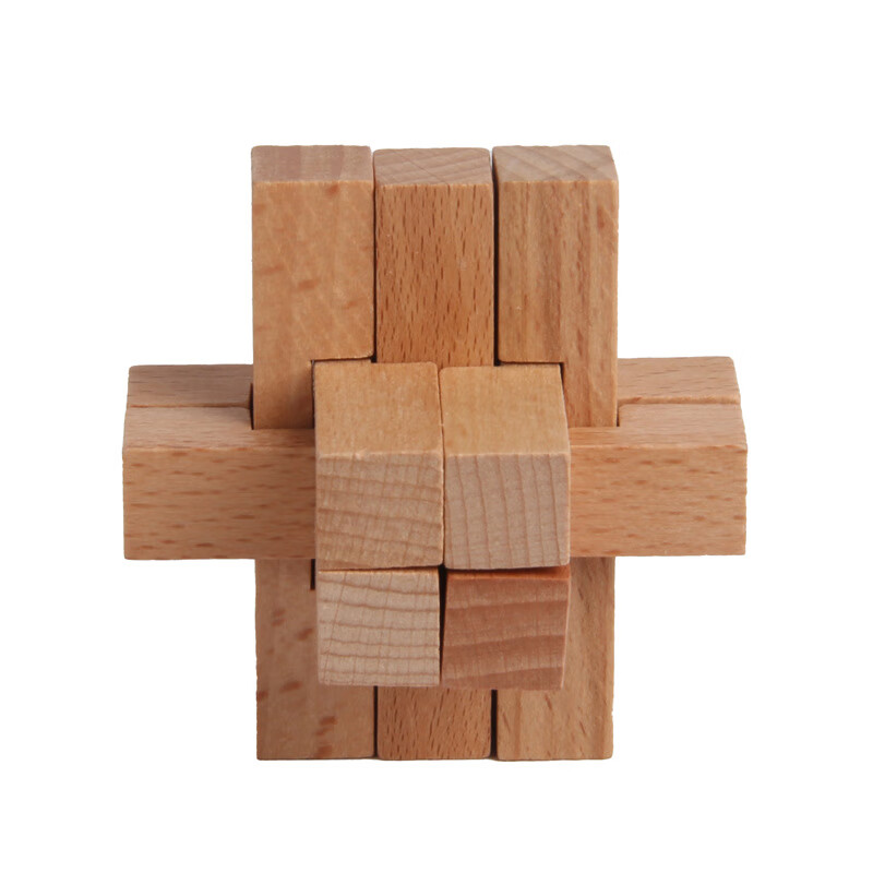 语森忆鲁班锁孔明锁儿童早教套古典榫卯木制玩具积木礼品减压 榉木九