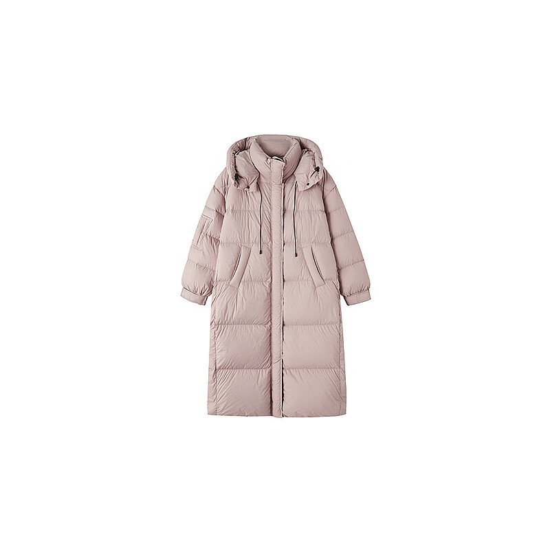 H's泡芙羽绒服女冬新款小众设计轻薄长款保暖上衣 薄雾玫瑰粉 S