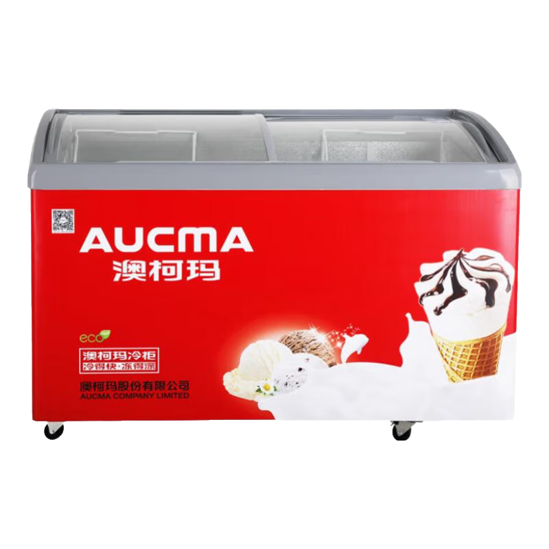 澳柯瑪（AUCMA）商用臥式冷凍柜冰柜全籃筐 弧形玻璃門展示柜雪糕展示柜 超市冰淇淋速凍冷柜 -30℃【1級能效】338升 SD-338HA