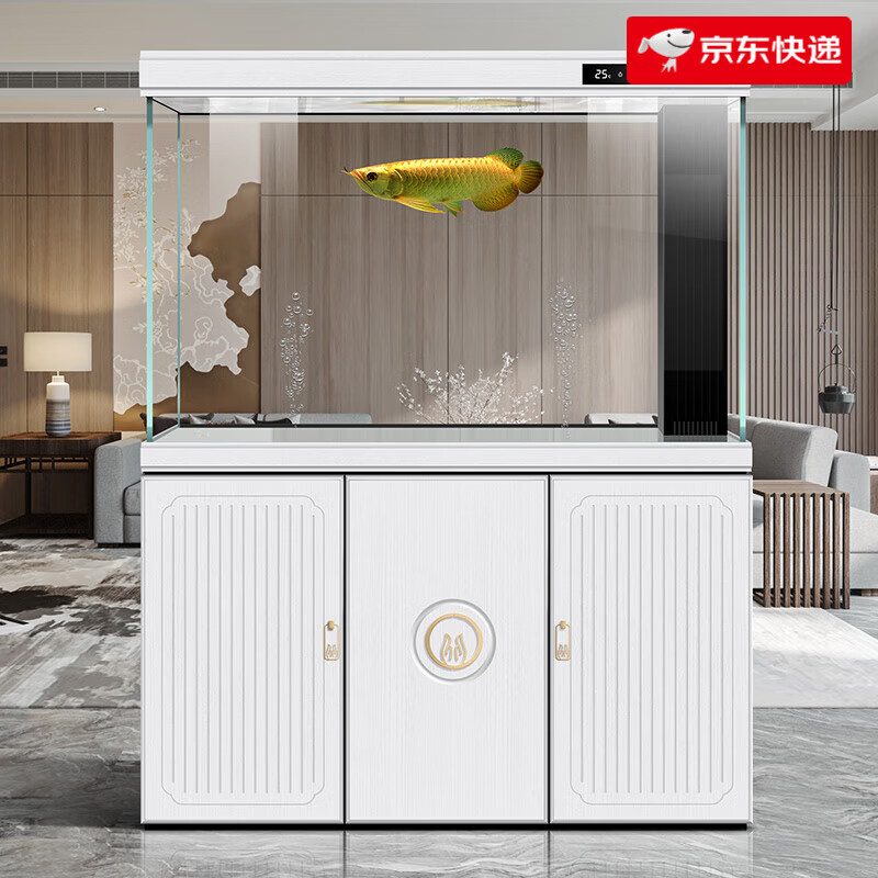 德克(D&A)新中式鱼缸超白玻璃生态水族箱客厅中大型免换水底过滤龙 白木纹色-靠墙款 80x40x155cm