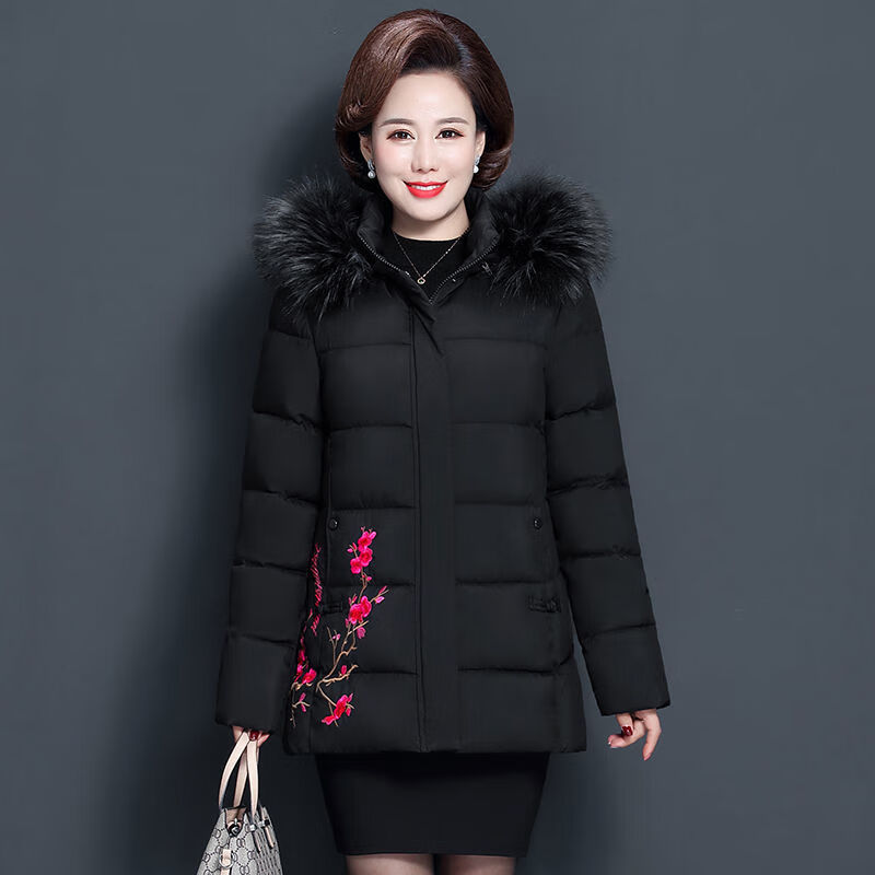 淑游女装冬装加厚棉服中长款冬装棉衣棉袄奶奶外套