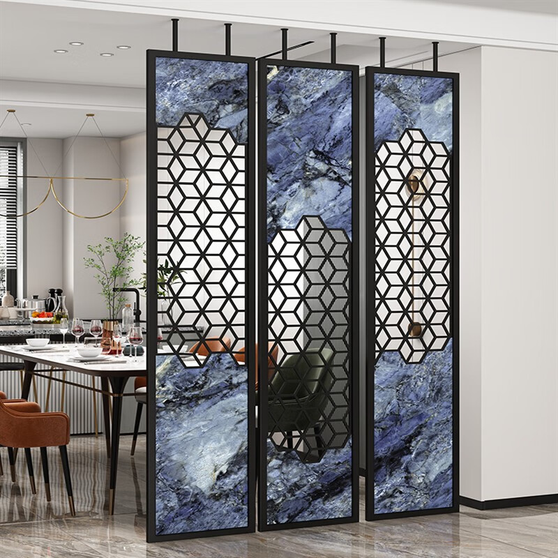 梵雅佳兰金属屏风隔断轻奢新中式设计师艺术客厅餐厅入户摭挡创意玄关