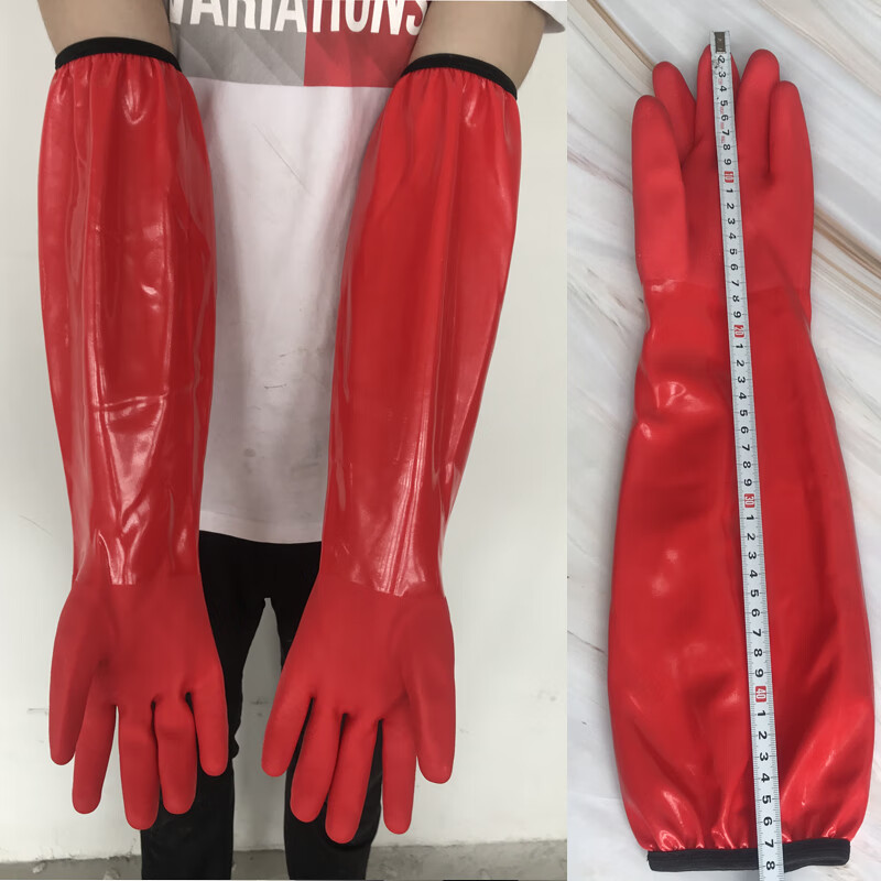 洗衣服洗车乳胶保暖厨房耐用家务防冻手套 l 1双装连体绒束囗48长手套