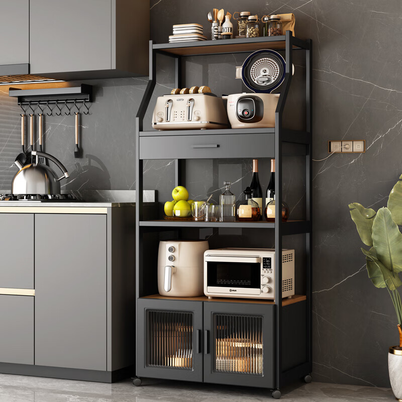 卡汐沐厨房置物架落地多层多功能小收纳柜子微波炉架子储物柜餐边柜