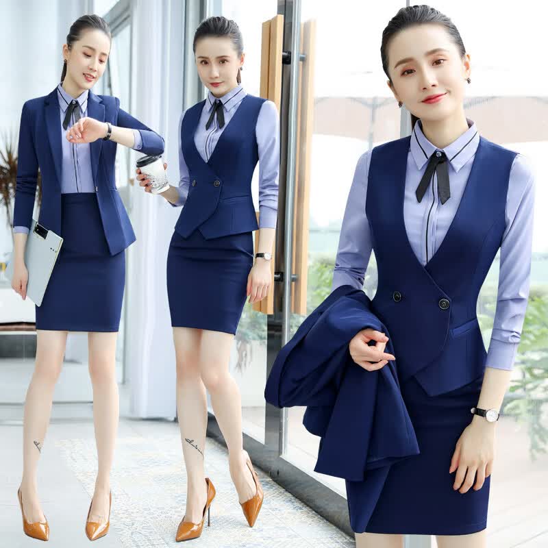 图美其工作服马甲套装女职业装正装美容院酒店前台工作装餐饮服务员工