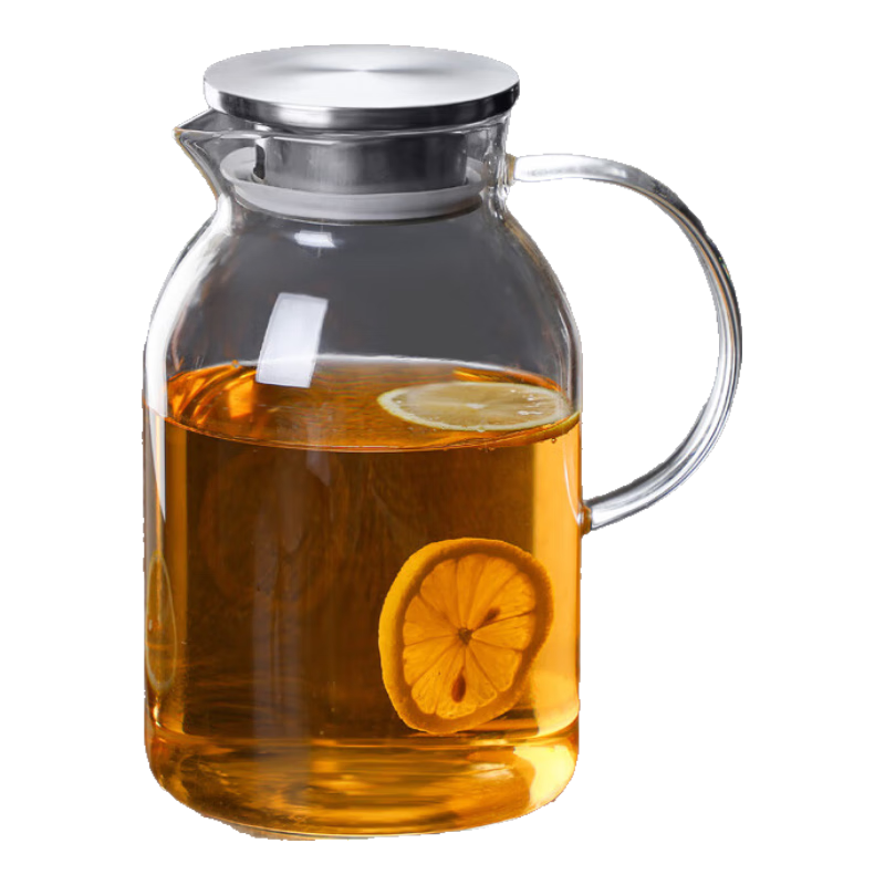 SUSHI CERAMICS加厚耐热玻璃水壶套装果汁壶家用水杯牛奶杯六色把手1壶6杯