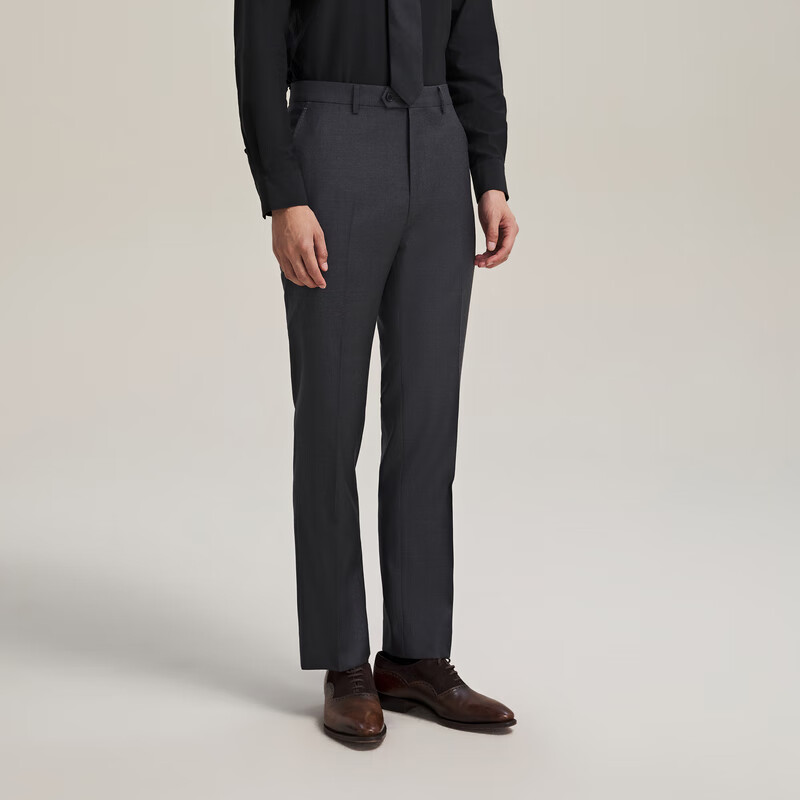 MAYOR男装 春季Loro piana 130支全羊毛斜纹舒适西裤 深灰色 170A （170/78A）