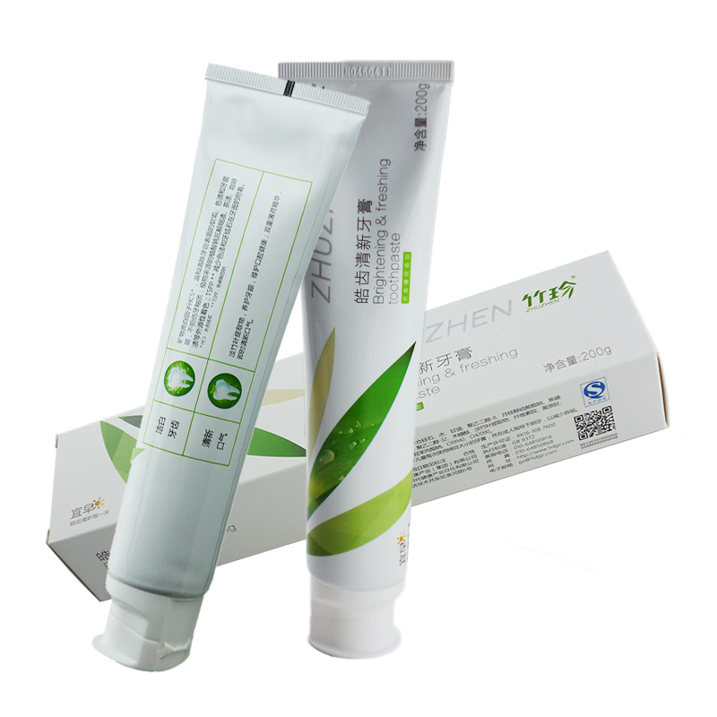 竹珍皓齿清新牙膏薄荷香型促销皓齿早晚牙膏去牙渍 100g