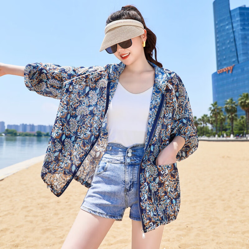 杰丽·莫克(jerrie mock)法国jm防晒衣女夏季新款长袖短款印花百搭