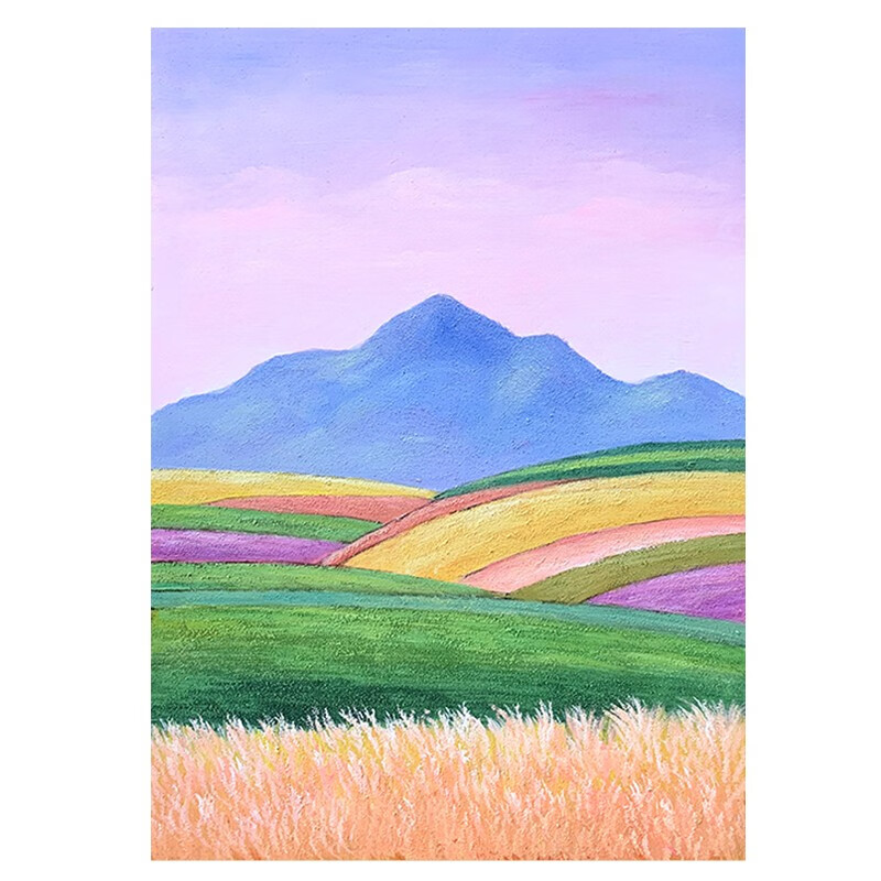 艺幻抽象山水风景手绘油画田园春景客厅现代简约挂画彩色玄关装饰画