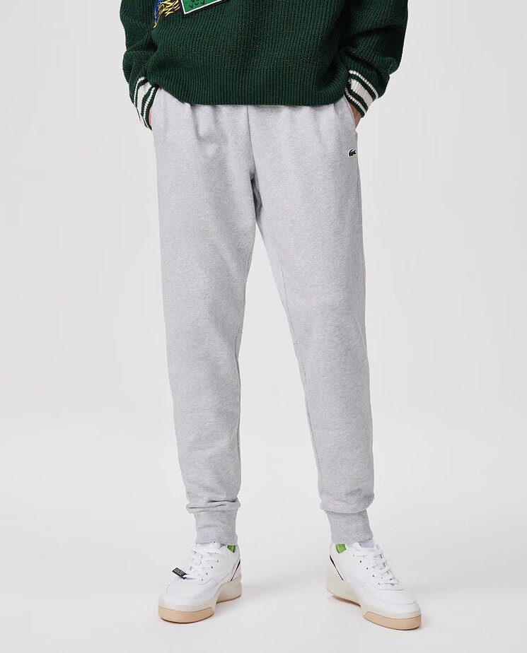 法国lac男装23秋冬新款休闲百搭松紧腰束脚裤卫裤运动裤4705 银灰色