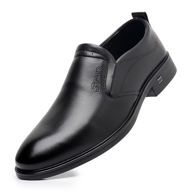 驼美士(balitomms)春秋超纤男鞋商务正装单鞋一脚蹬爸爸鞋中老皮鞋