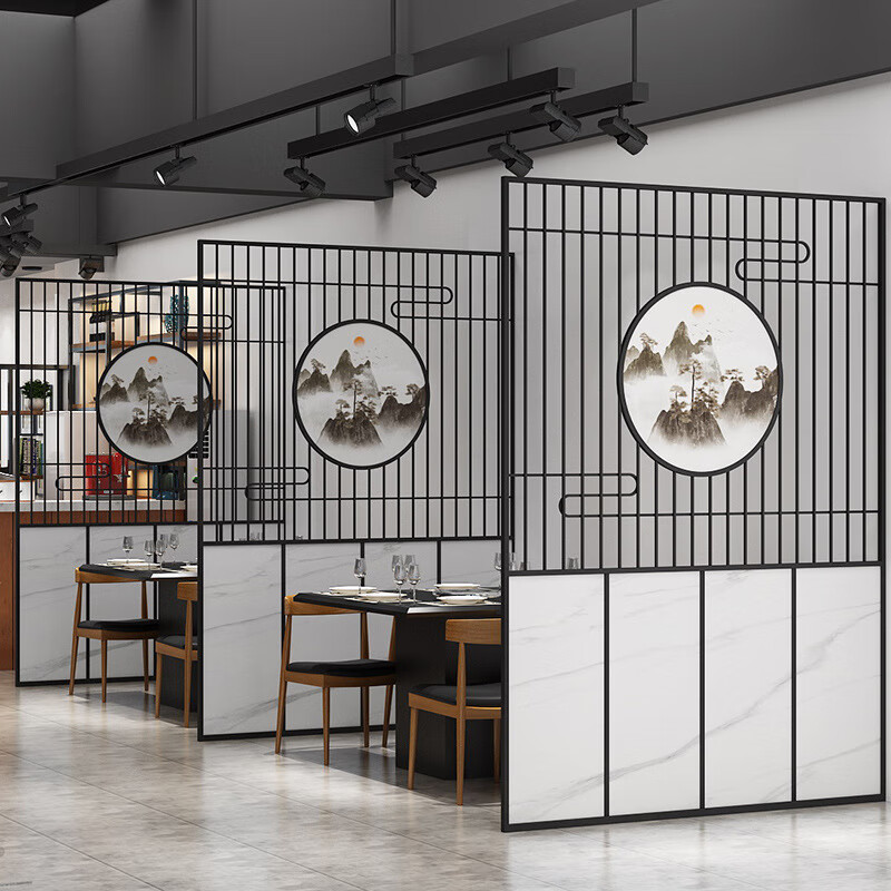 金特加铁艺屏风餐厅饭店隔断栅栏造型镂空烧烤火锅轻奢隔间挡墙围栏