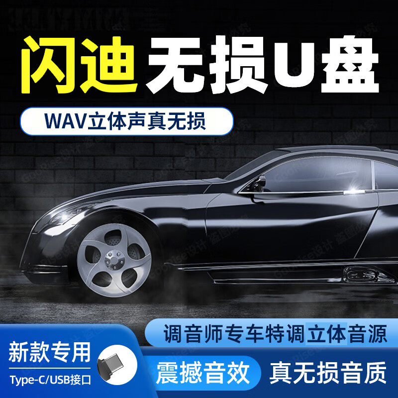 翠康宝车载u盘无损音乐2025 高音质歌曲闪迪双接USB+C口新能源原装正版 闪迪64G(1300首WAV真无损音乐)