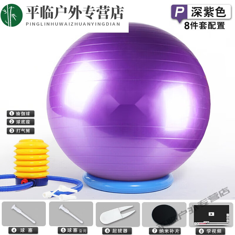 尚学季球球防爆加厚瑞士球环保孕妇球大龙球 深紫色8件套清洁工具 65