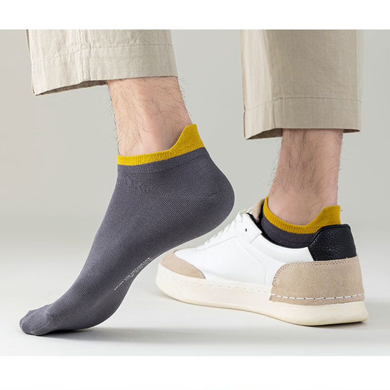 CK短袜子男士纯棉吸汗透气防臭运动款式弹力休闲防掉跟短筒袜子 W1CK 2黑+2深灰+2浅灰 均码