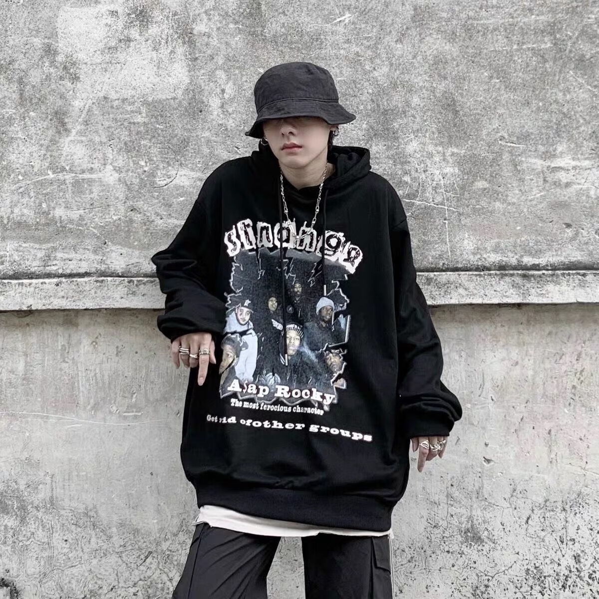 乔趣猫卫衣秋冬款男易穿搭国潮欧美高街美式嘻哈加绒连帽卫衣男女ins