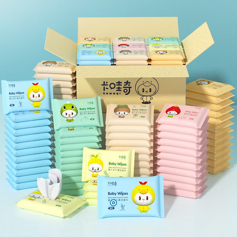 哎小巾迷你小包便携湿巾手口清洁湿巾随身装学生宿舍用军训一次性湿巾纸 12包儿童湿巾【8片/包】 迷你便携装