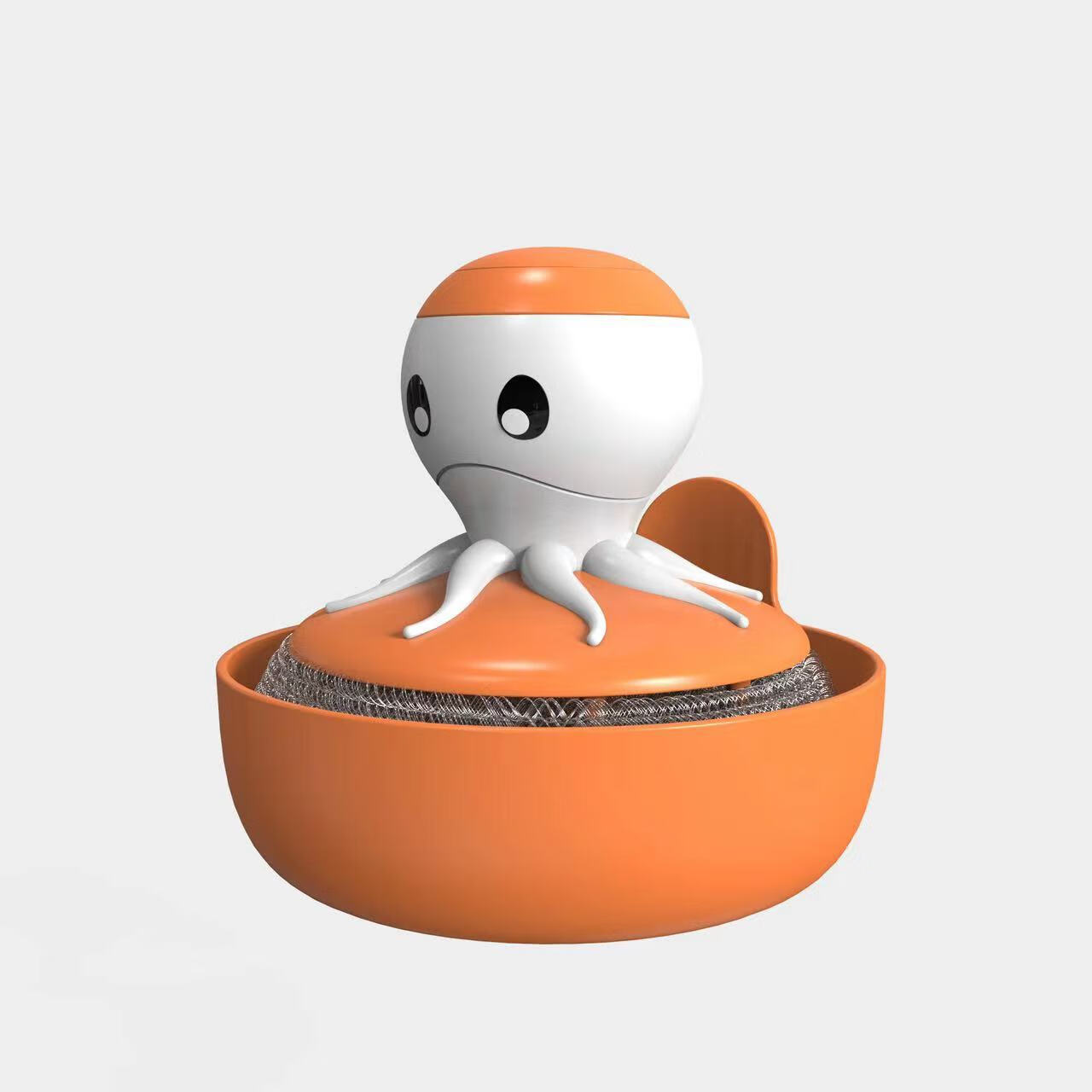 简北卡通锅刷厨房家用洗洁精洗锅刷刷锅神器不粘油钢丝球 桔色【1个】