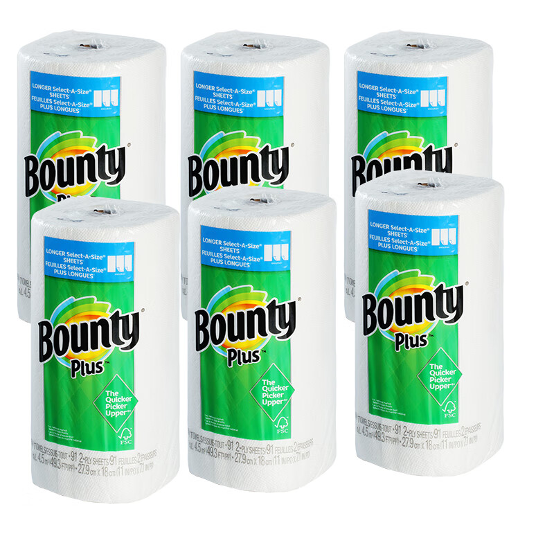 帮庭现货宝洁厨房纸巾进口帮庭bounty92片12卷美国吸油纸懒人抹布 2层