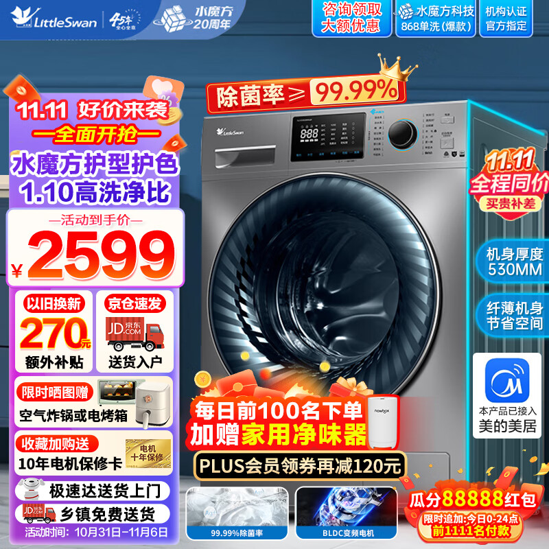 小天鹅（LittleSwan）水魔方滚筒洗衣机10公斤全自动变频 防缠绕 冷水洗护色护形TG100V868WMADY属于什么档次？
