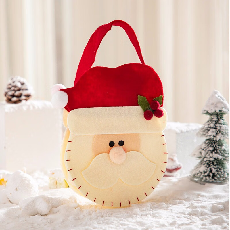 千棵树圣诞节装饰品圣诞礼物袋苹果袋儿童收口礼品袋平安果手提袋糖果袋 圣诞装饰-苹果袋子F 大