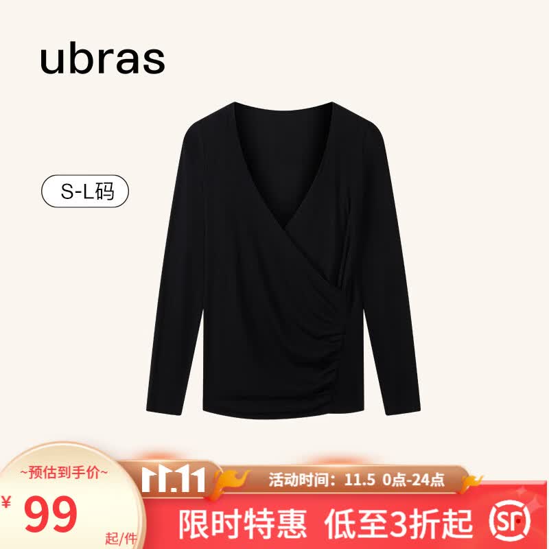 ubras打底衣女弹力修身内搭上衣女秋季收腰女装 黑色 L怎么看?