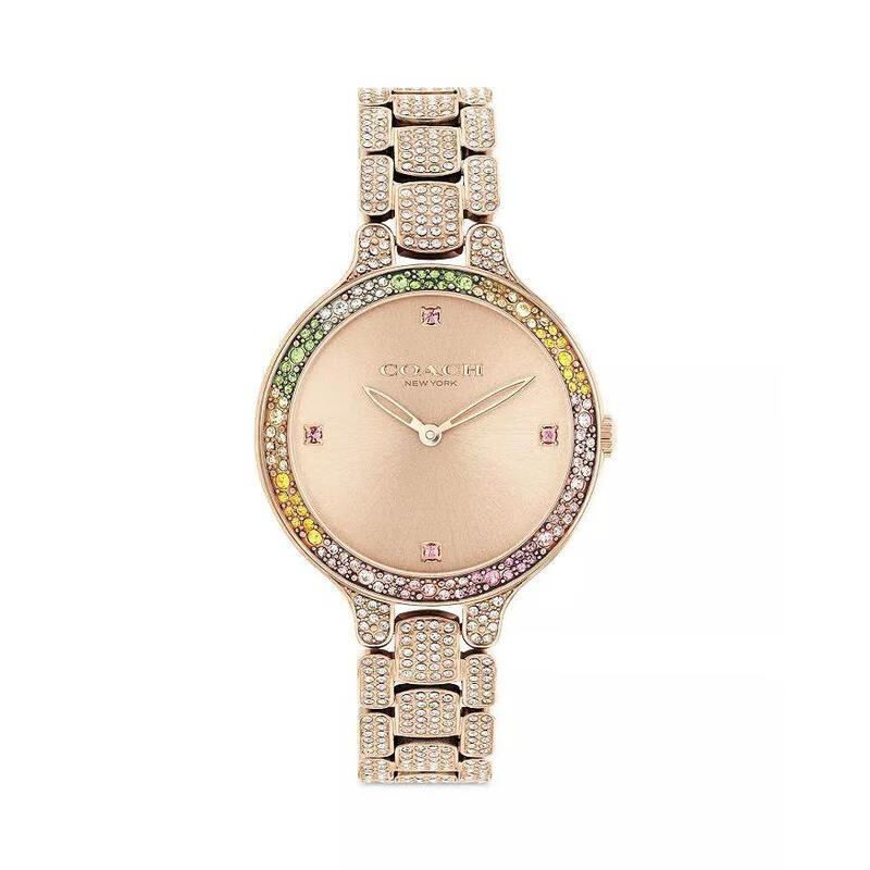 蔻驰(coach)时尚精致女士彩虹chelsea手表 简约圆形表盘石英机芯 送