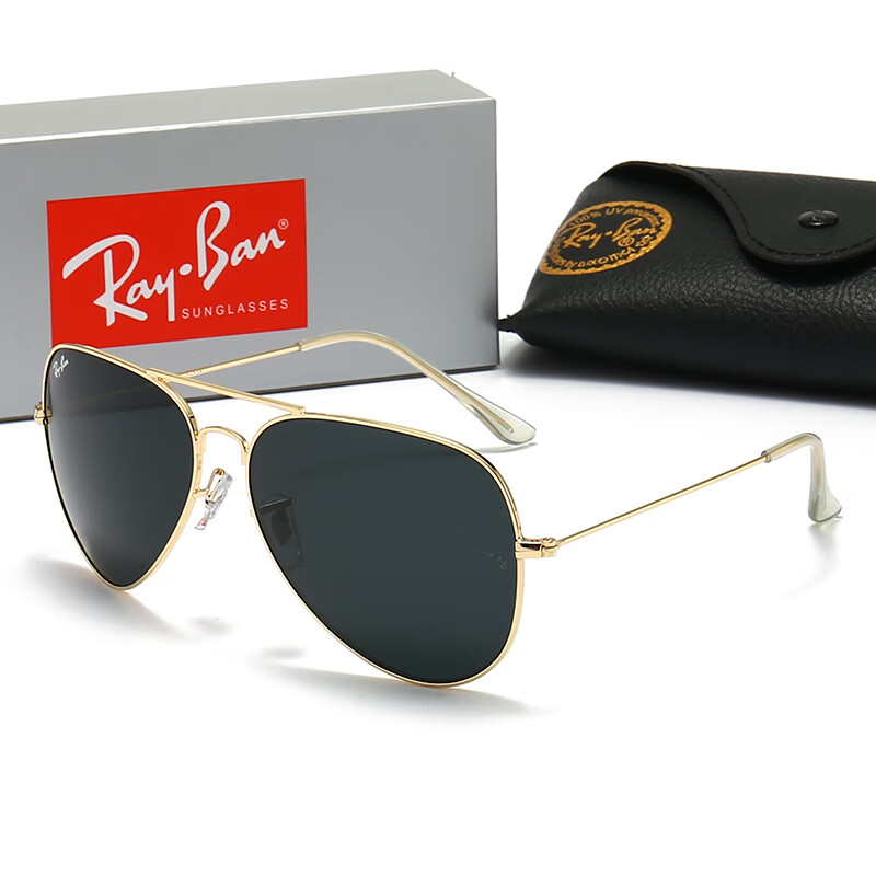 雷朋（Ray.Ban）2023 新款玻璃蛤蟆鏡太陽(yáng)鏡歐美時(shí)尚潮流墨鏡Womens Sunglasses 金框黑灰片