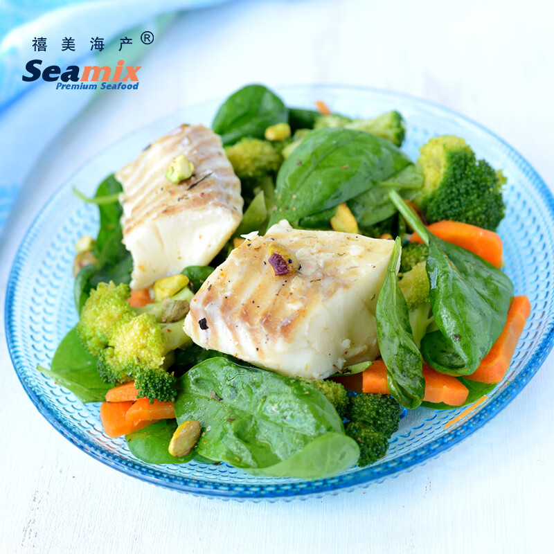 禧美海产 大西洋真鳕鱼颈背肉净重2斤 15-25块独立装 去皮去刺 宝宝辅食 [爆款]真鳕鱼带皮段 500g