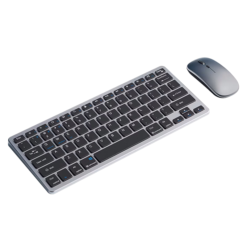 梦族蓝牙无线双模键盘鼠标套装台式笔记本小型静音办公打字专用可充电金属超薄剪刀脚键盘薄膜键鼠外设 一区灰色【充电版】蓝牙无线三模  键盘鼠标套装