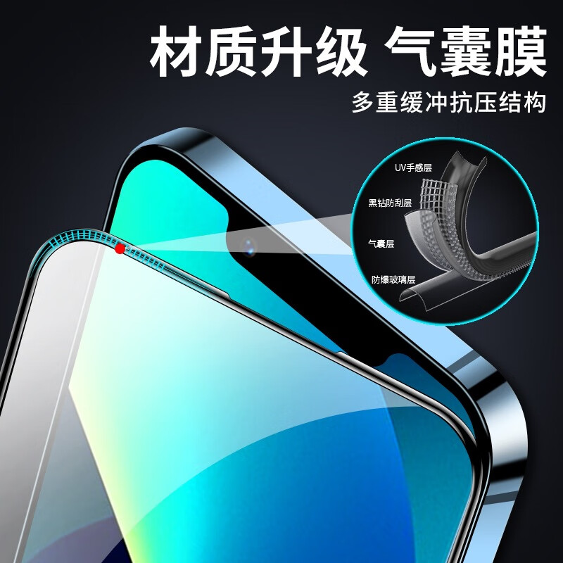 【严选好物】适用苹果15防窥钢化膜14promax气囊膜13全屏11手机膜 高清气囊钢化膜(裸模(1片装) 苹果14promax