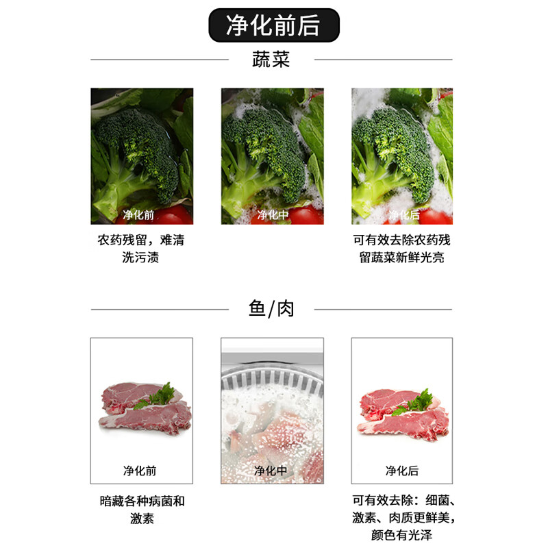 冰尊（BENSHION）果蔬清洗机家用无线旋转洗菜机除菌99%全自动食材净化机解毒机消毒机净化器 机器标配