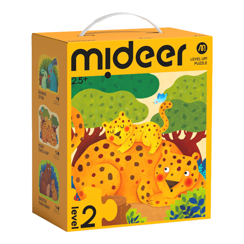彌鹿(MiDeer)兒童進(jìn)階拼圖早教大塊男孩女孩寶寶幼兒益智玩具啟蒙禮物1-3-6歲 【新收納款】2階親子動(dòng)物-2.5歲+